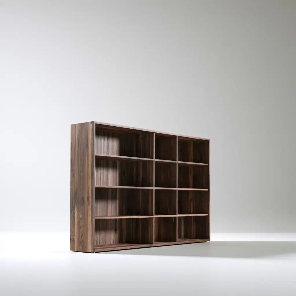 Estantería con numerosos compartimentos rectangulares - marrón