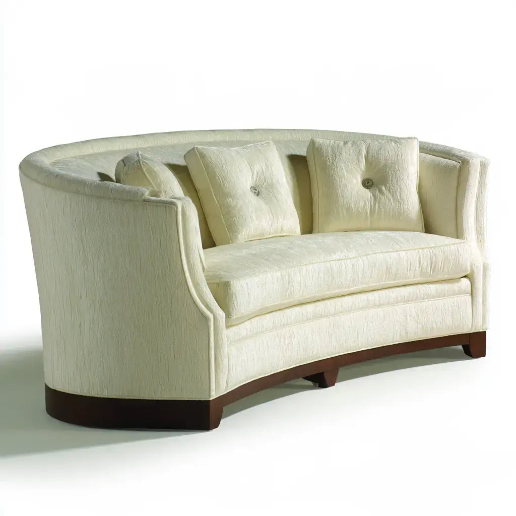 Sofá con respaldo de botones y base curva - beige