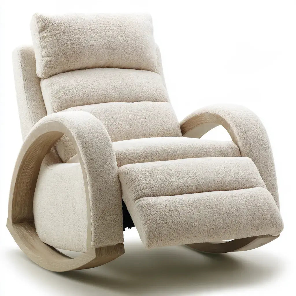 Mecedora con asiento alargado y estructura redonda - beige