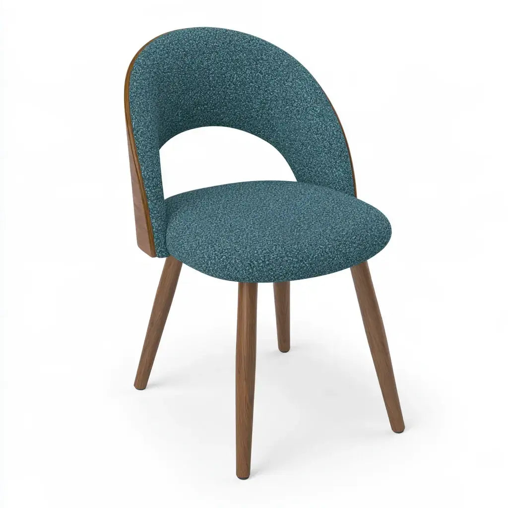 Silla con respaldo abierto y asiento tapizado - azul