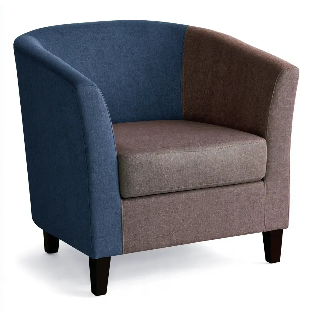 Sillón con respaldo envolvente de varios tonos - azul/gris/marrón